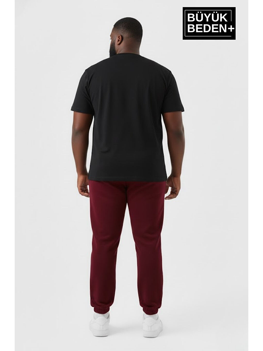 Bordo Erkek Büyük Beden N Logolu Paça Lastikli Rahat Kesim Jogger İnce Eşofman Altı SPR26BEA951-4-2