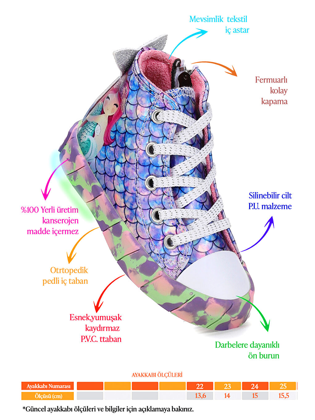 Lila Ruse Deniz Kızı Fermuarlı Işıklı Kız Bebek Spor Ayakkabı-1
