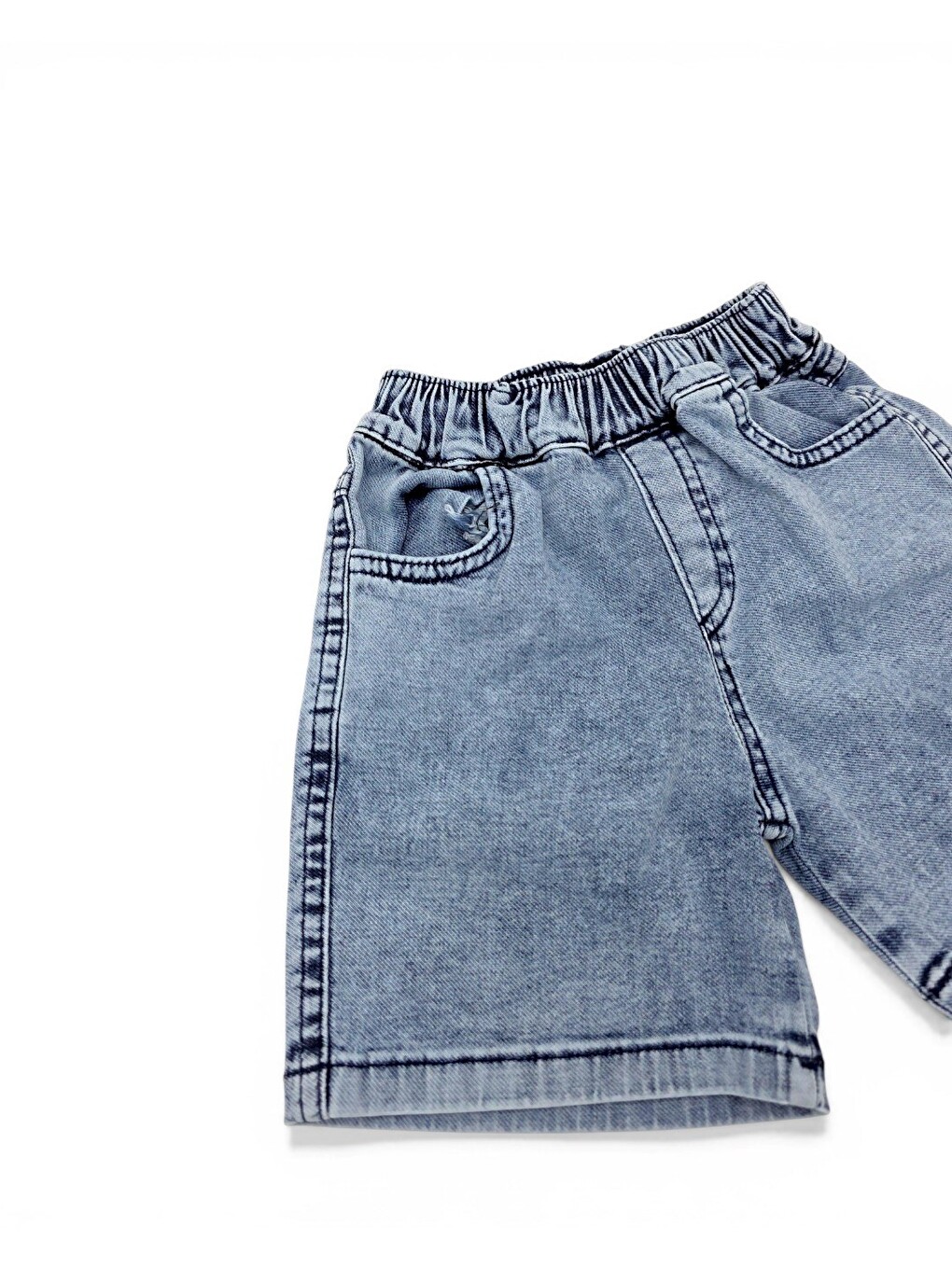 Beyaz Erkek Bebek Yazlık Jean Şortlu Baskılı Polo Yaka T-shirtli 2'li Takım-5
