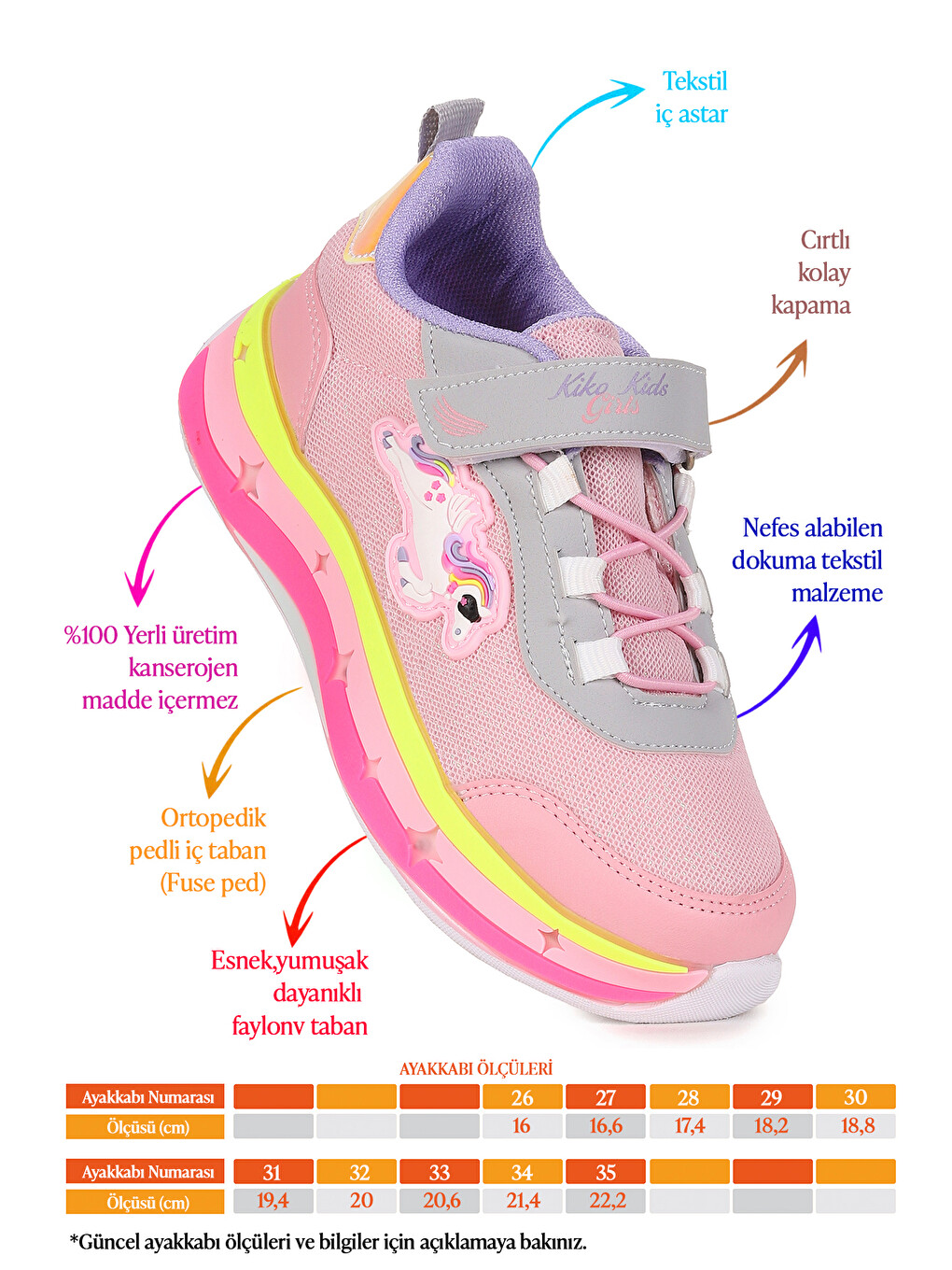 Pembe Venzo Cırtlı Kız Çocuk Spor Ayakkabı-1