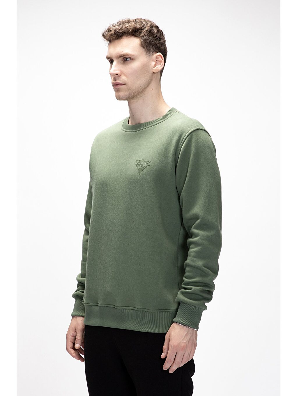 Yeşil Windy Soluk Yeşi̇l Crewneck Erkek Baskılı Sweatshirt-1