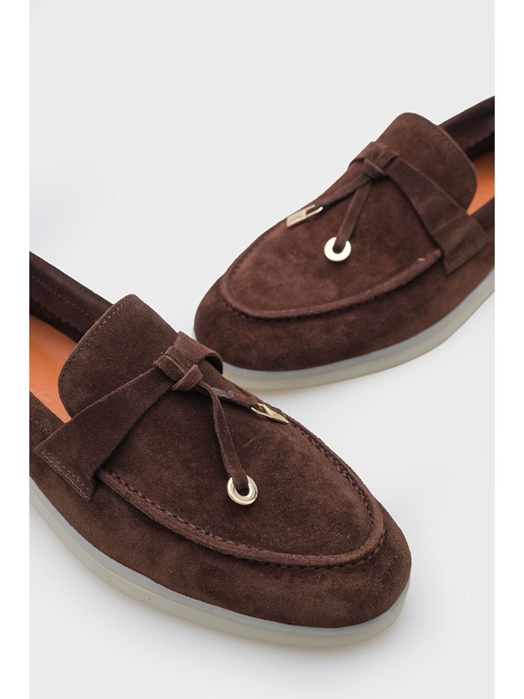 Kahverengi Vikki Hakiki Deri Kadın Loafer-4