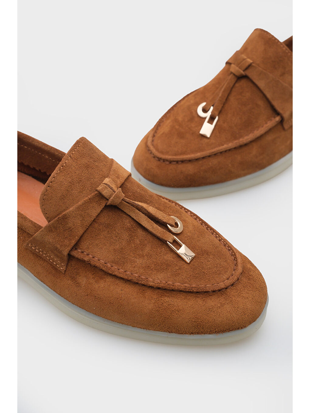 Kahverengi Vikki Hakiki Deri Kadın Loafer-4