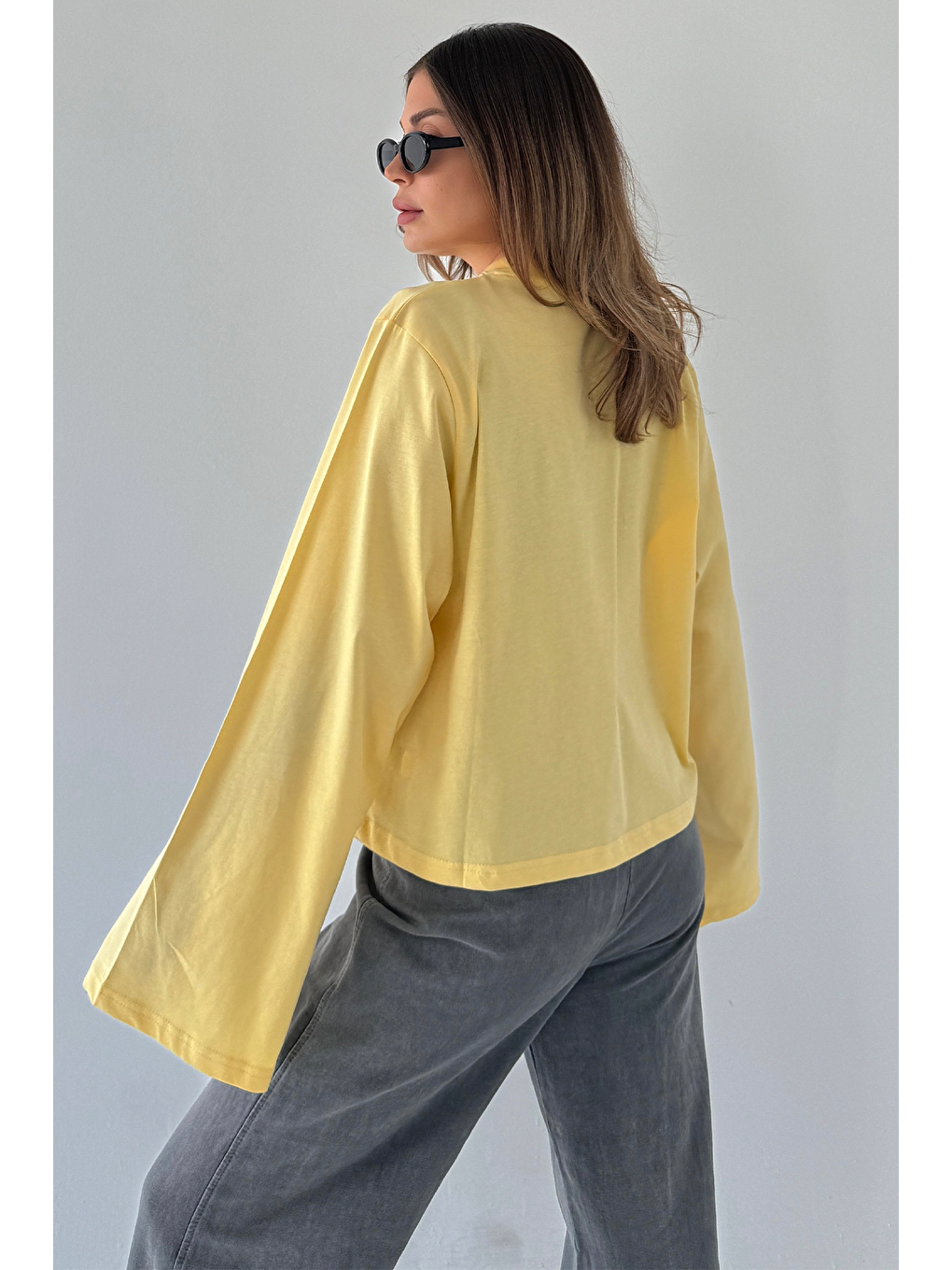 Geniş Kol Oversize 2'Li Paket T-Shirt 965 Lila/Sarı-8