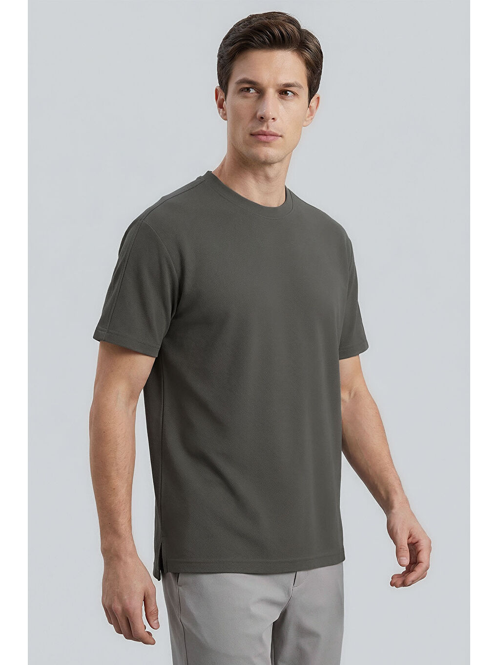 Rahat Form O Yaka 3lü Paket Siyah-Haki-Lacivert Erkek T-Shirt - 88495-2