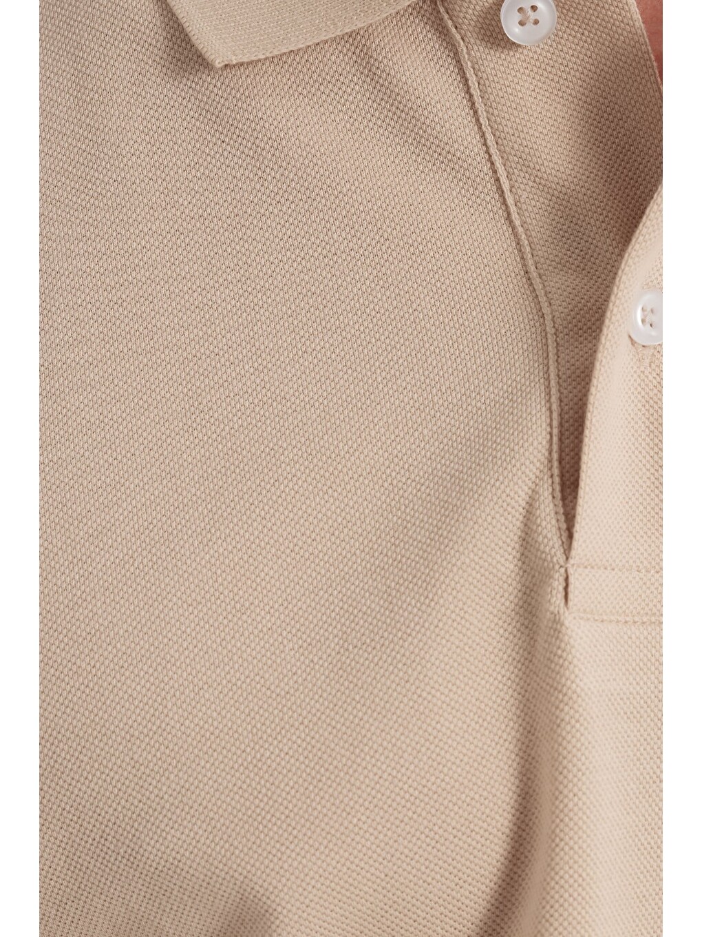 Erkek Slim Fit Dar Kesim %100 Pamuk Kısa Kollu Polo Yaka Ekru Tişört-4