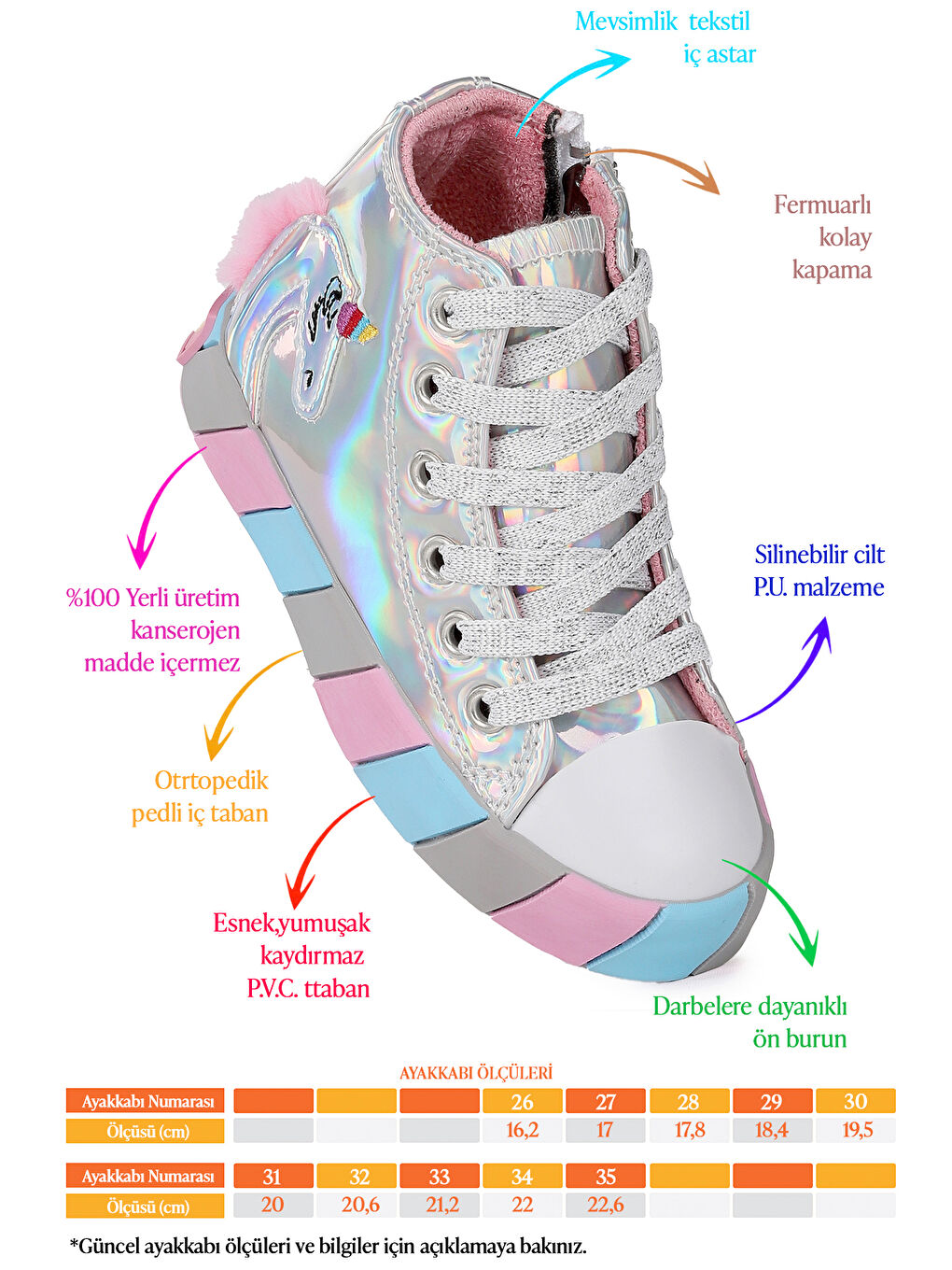 Gri Fermuarlı Kız Çocuk Spor Ayakkabı-1
