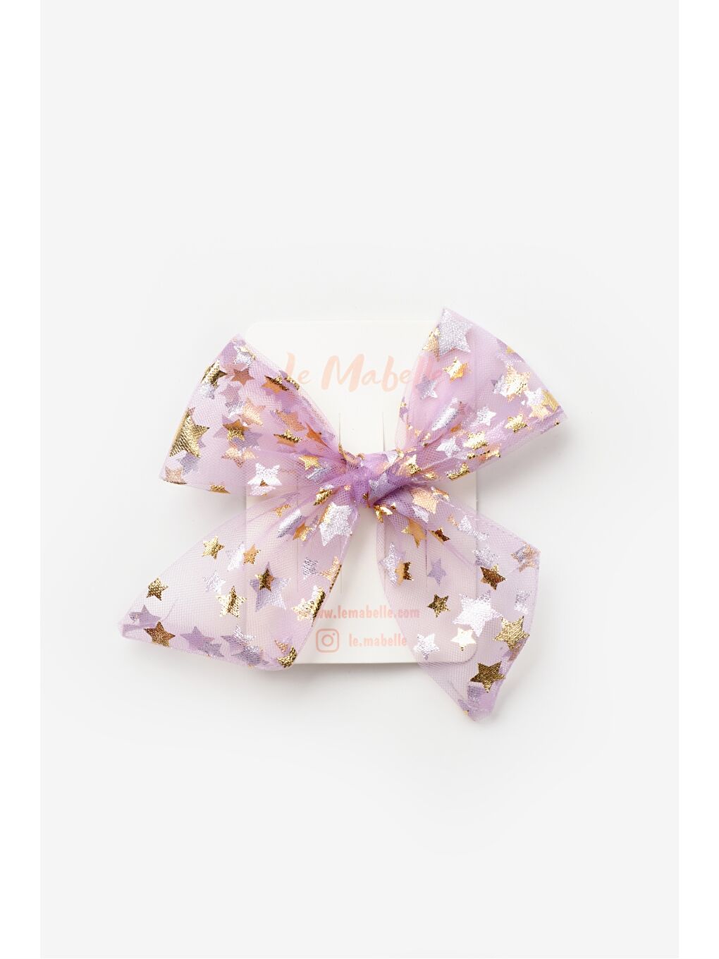 Lila  Üzeri Gold Yıldızlı Tül Kız Çocuk Klips Toka