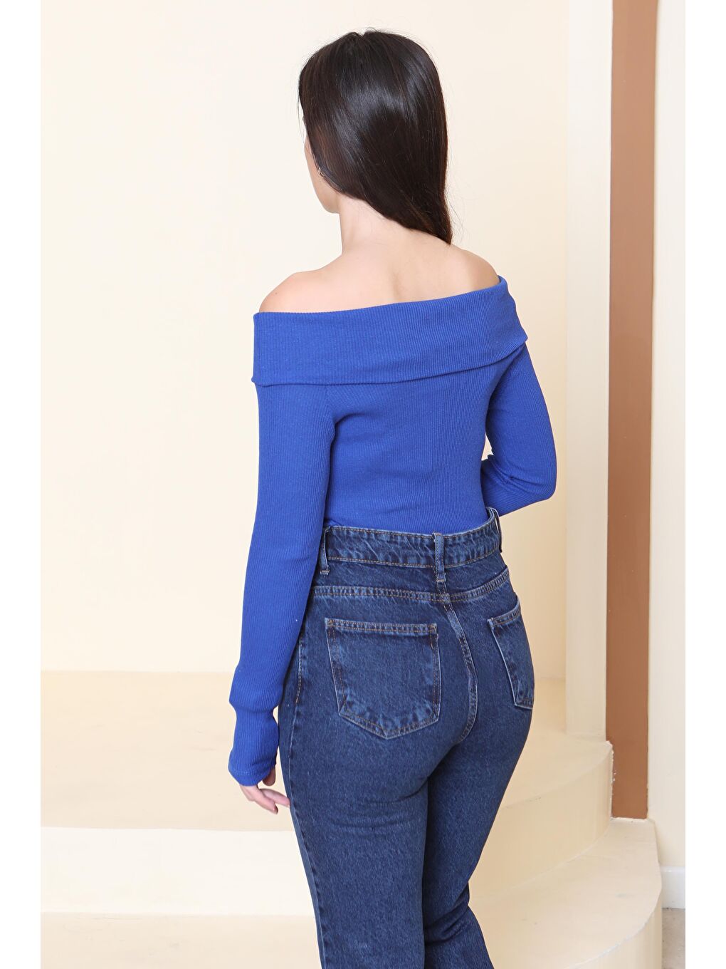 Mavi Madonna Yaka Kaşkorse Uzun kollu Bluz Saks - 27897-SAKS-3