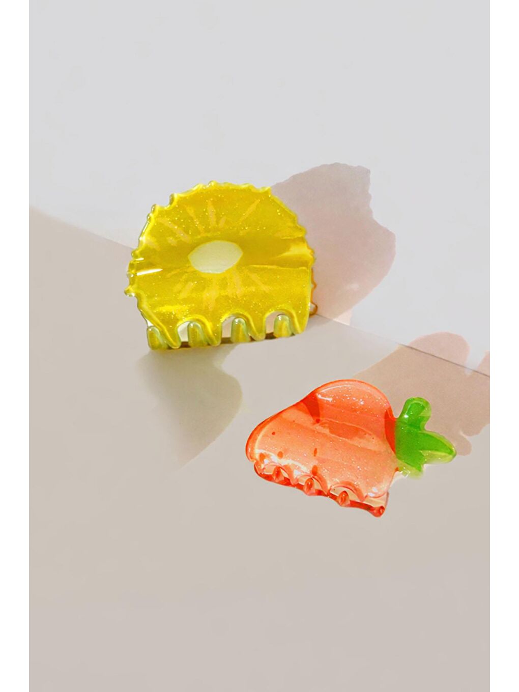 Pembe Limon ve Havuç Asetat Mandal Çocuk Saç Tokası Seti