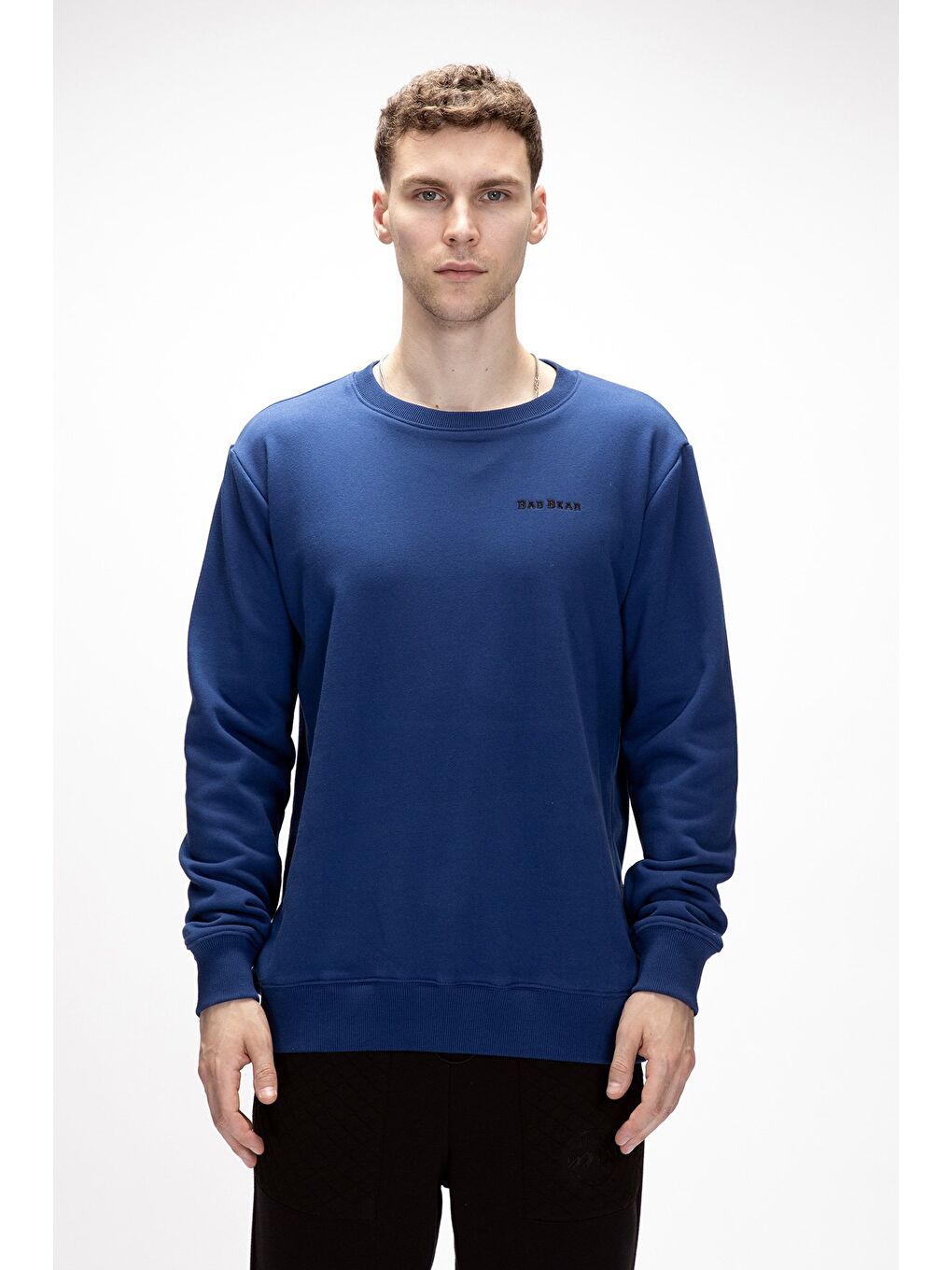 Inner Baskılı Parlament Mavisi Crewneck Erkek Sweatshirt