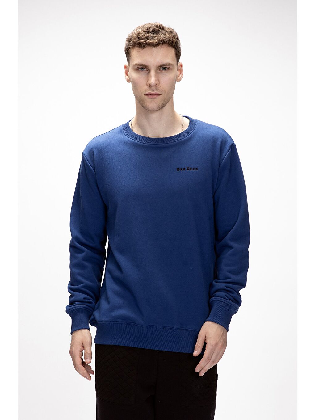 Inner Baskılı Parlament Mavisi Crewneck Erkek Sweatshirt-4