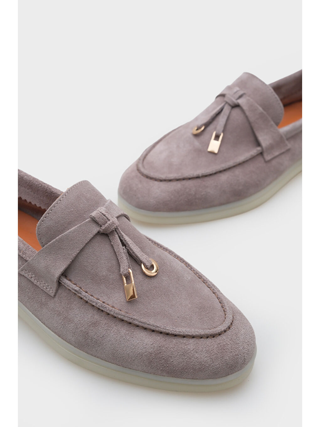 Bej Vikki Hakiki Deri Kadın Loafer-4