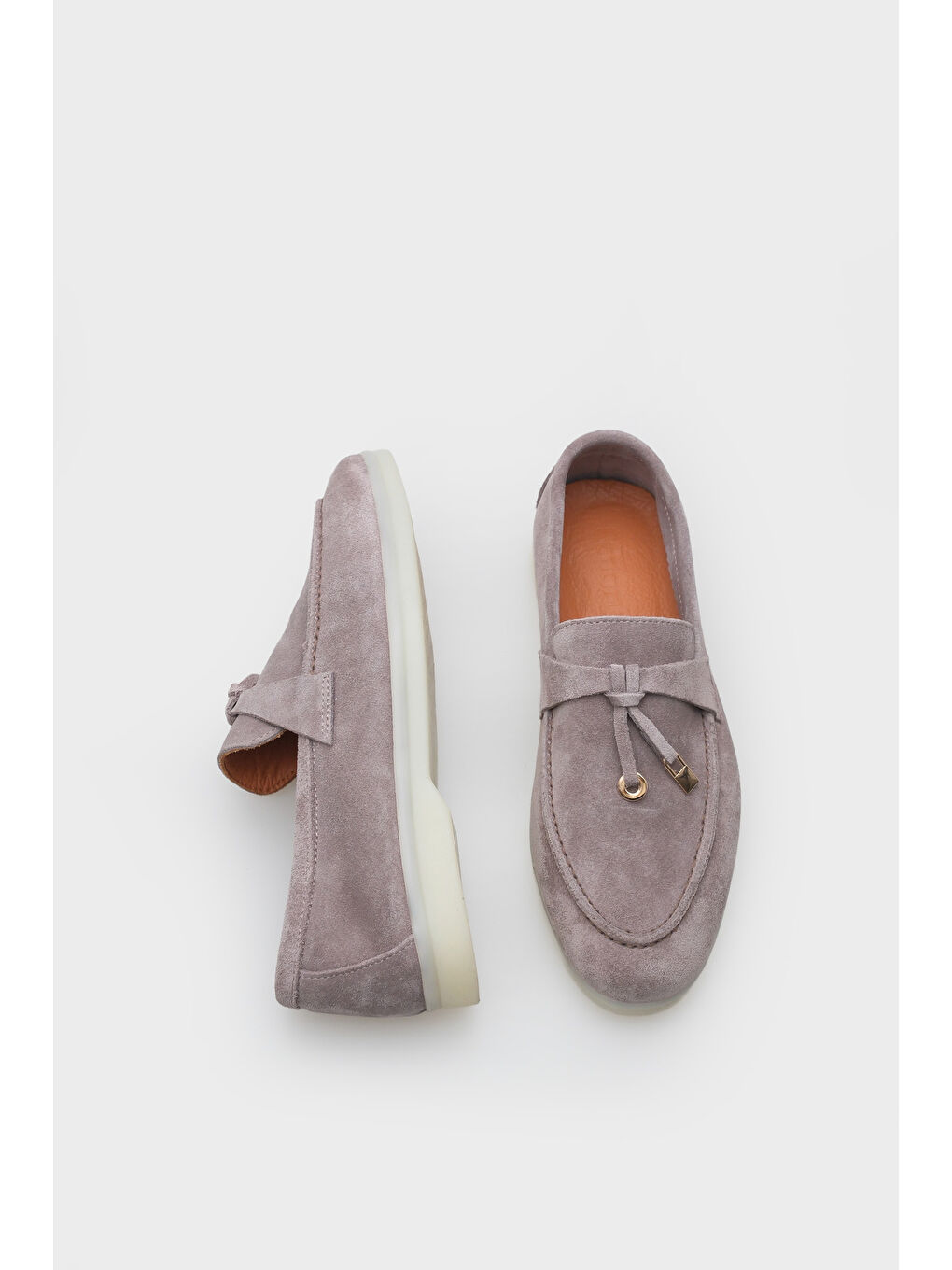 Bej Vikki Hakiki Deri Kadın Loafer-5