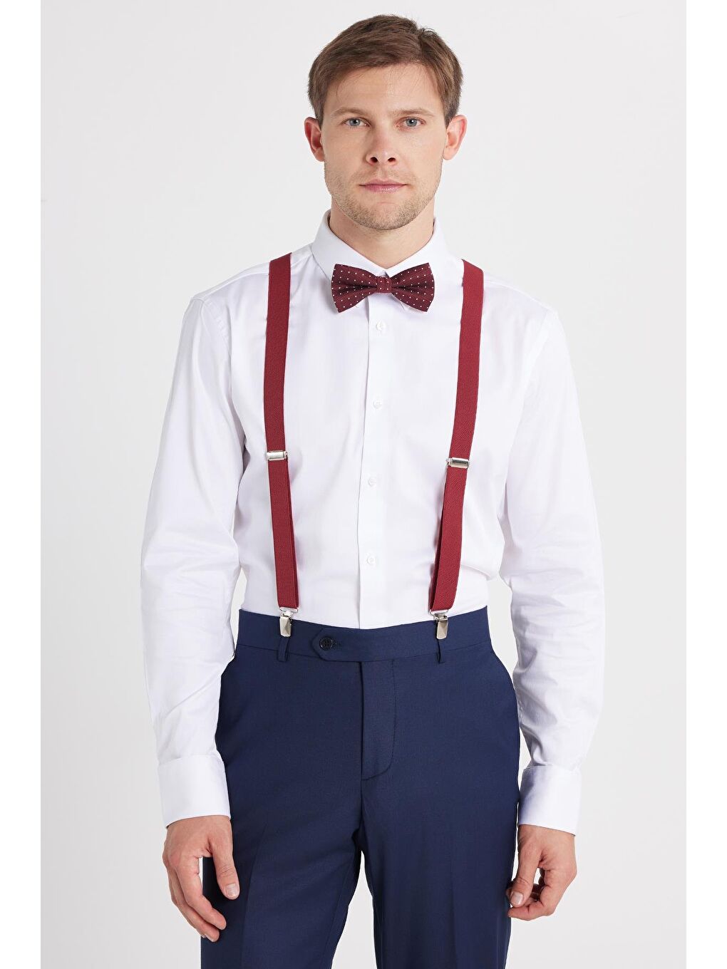 Erkek Slim Fit  Premium Elastanlı Pamuk Saten Beyaz Gömlek-1