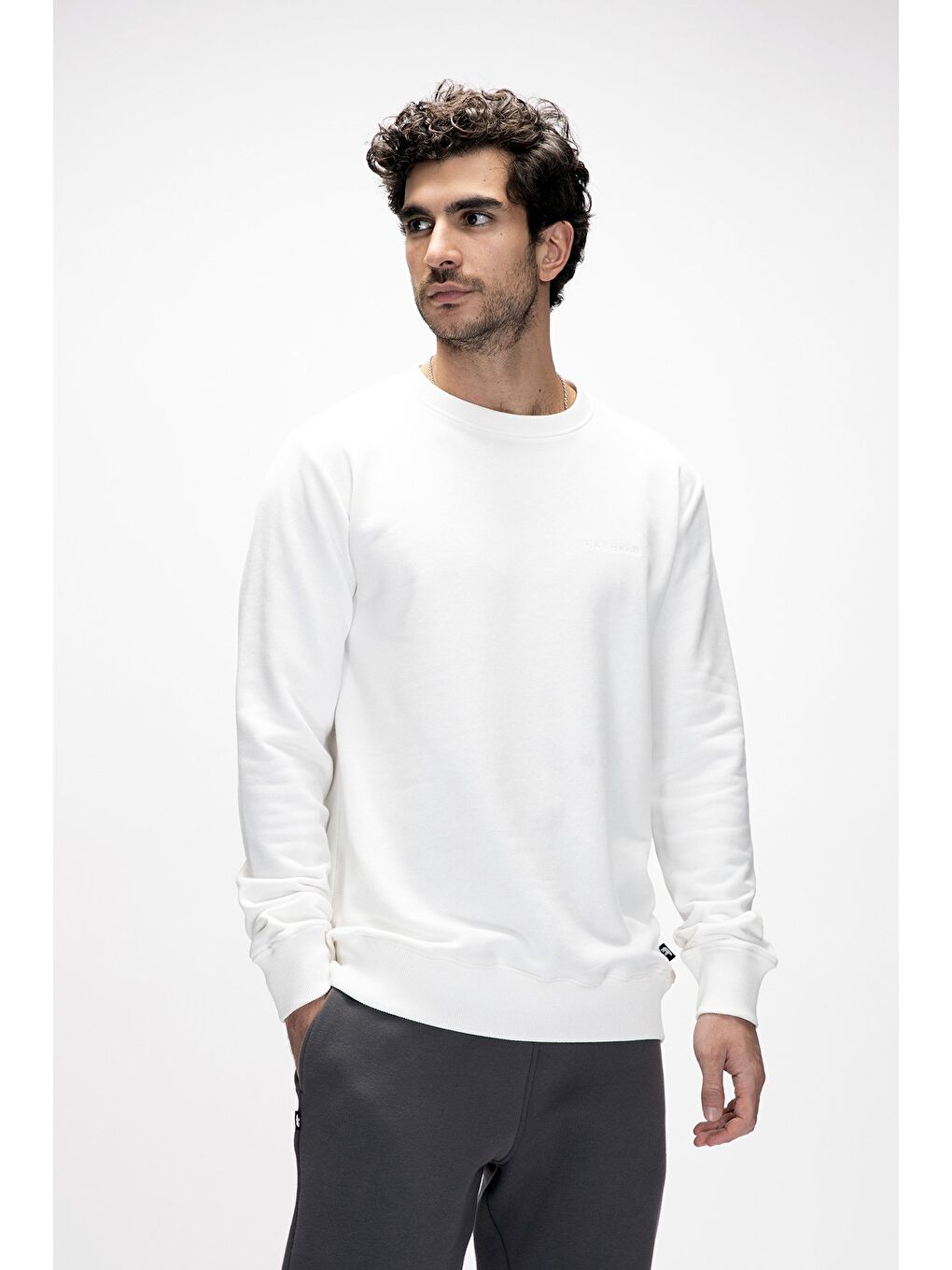 Inner Beyaz Crewneck Erkek Sweatshirt-3