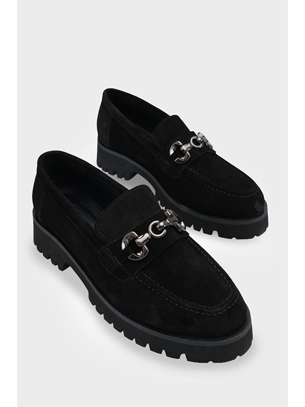 Siyah Cary Deri Kadın Loafer-1