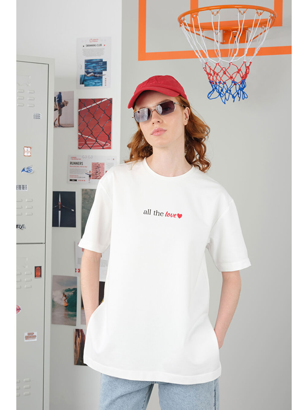 All The Love Tişört Kırık Beyaz-4