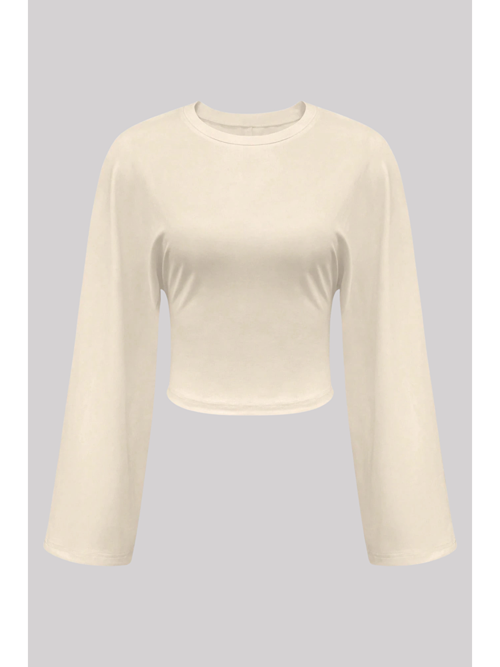 Bej Kadın Uzun Kollu Belden Oturtmalı Bluz-1