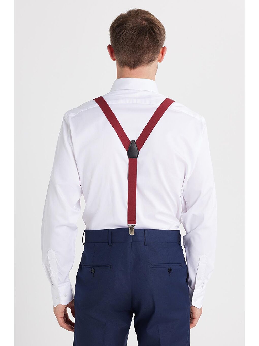 Erkek Slim Fit  Premium Elastanlı Pamuk Saten Beyaz Gömlek-4