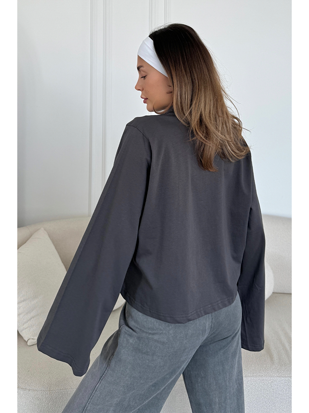 Geniş Kol Oversize 2'Li Paket T-Shirt 965 Haki/Füme-8