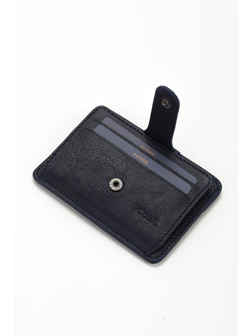 Lacivert Kutulu Hakiki Deri Çıtçıtlı Kartlık El Portföyü Cüzdan-3