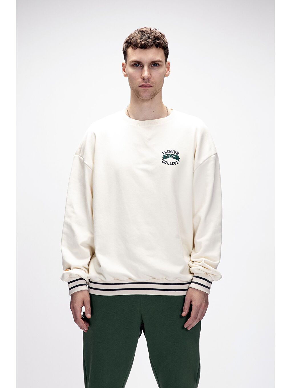 Beyaz Vecna Marshmallow Oversize Erkek Baskılı Sweatshirt