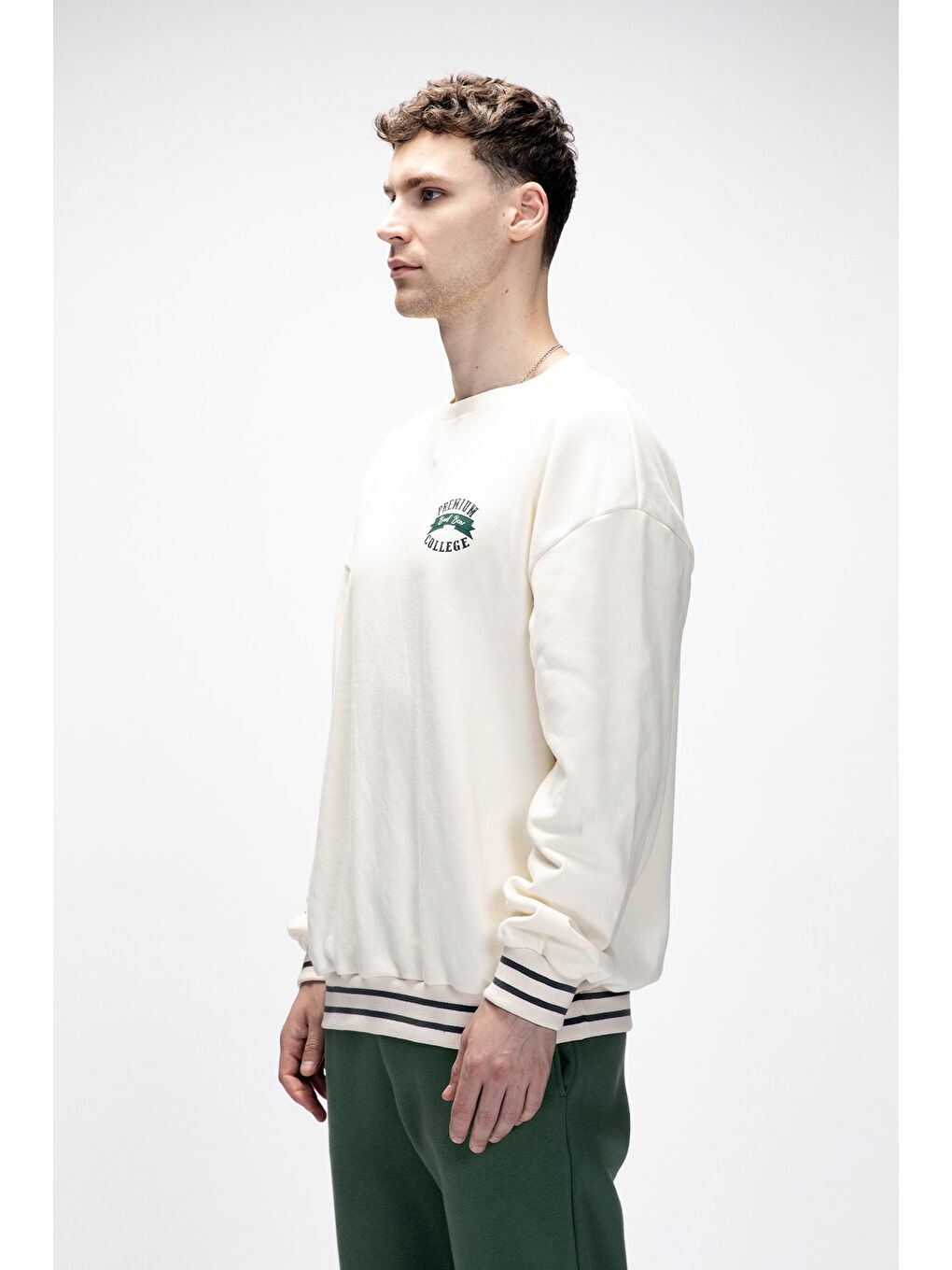 Beyaz Vecna Marshmallow Oversize Erkek Baskılı Sweatshirt-1