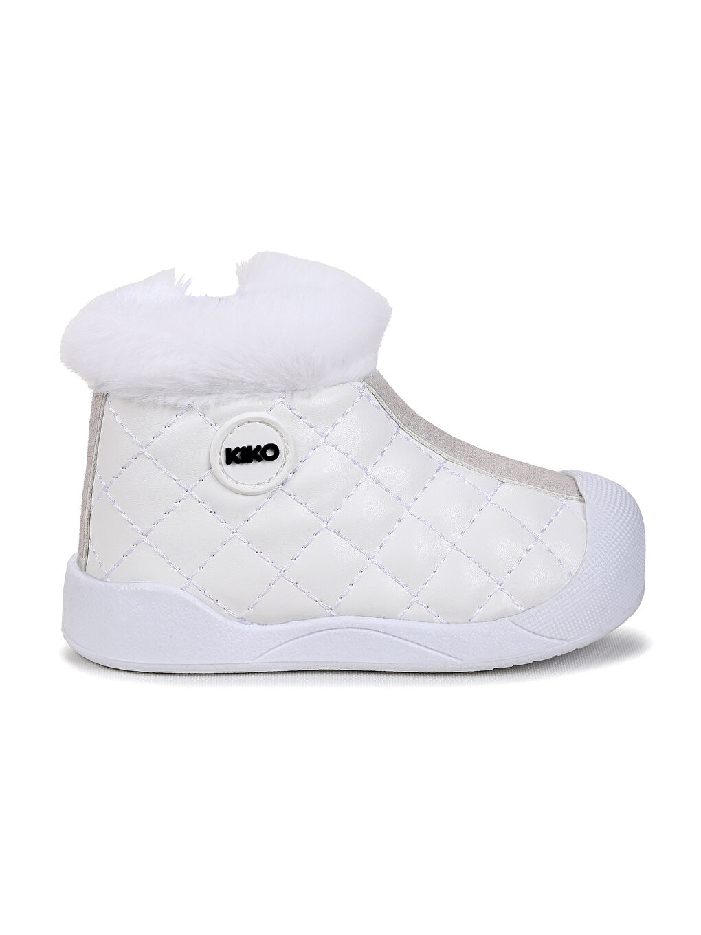 Beyaz Biser Fermuarlı Termo Taban Kız Bebek Bot Ayakkabı-2