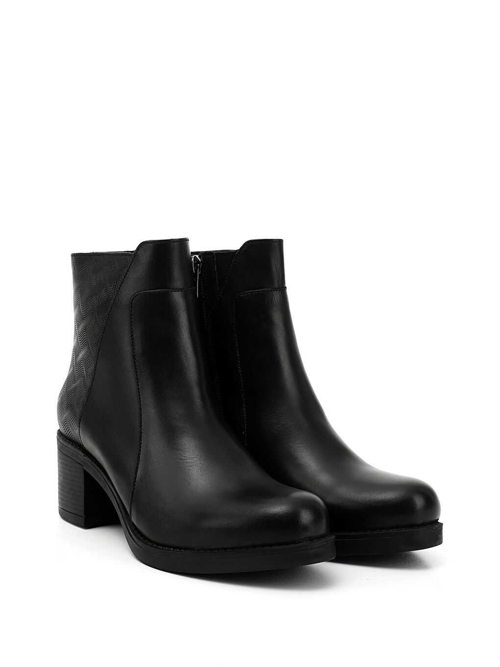 Mor Kadın ZÜMRÜT-SİYAH Fermuarlı Kalın Topuklu Hakiki Deri Bot-1