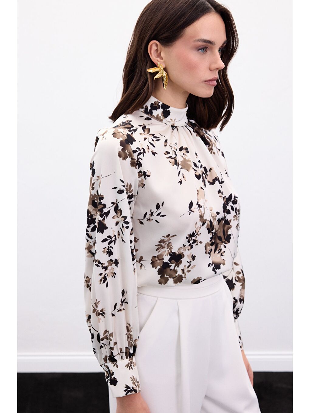 Dik Yaka Bluz - Haki-4