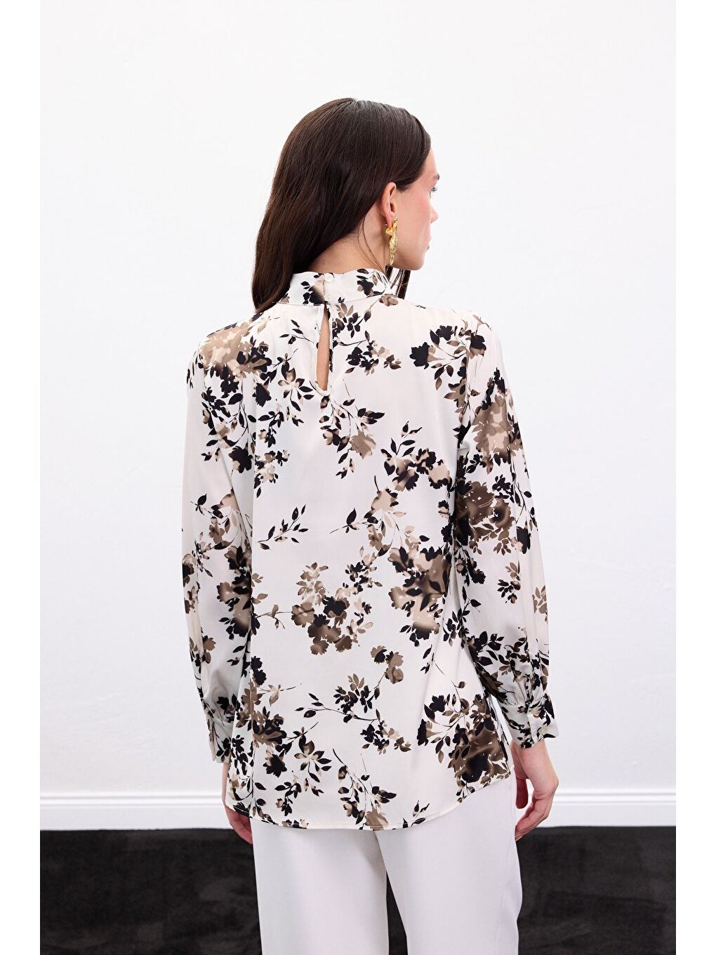 Dik Yaka Bluz - Haki-5