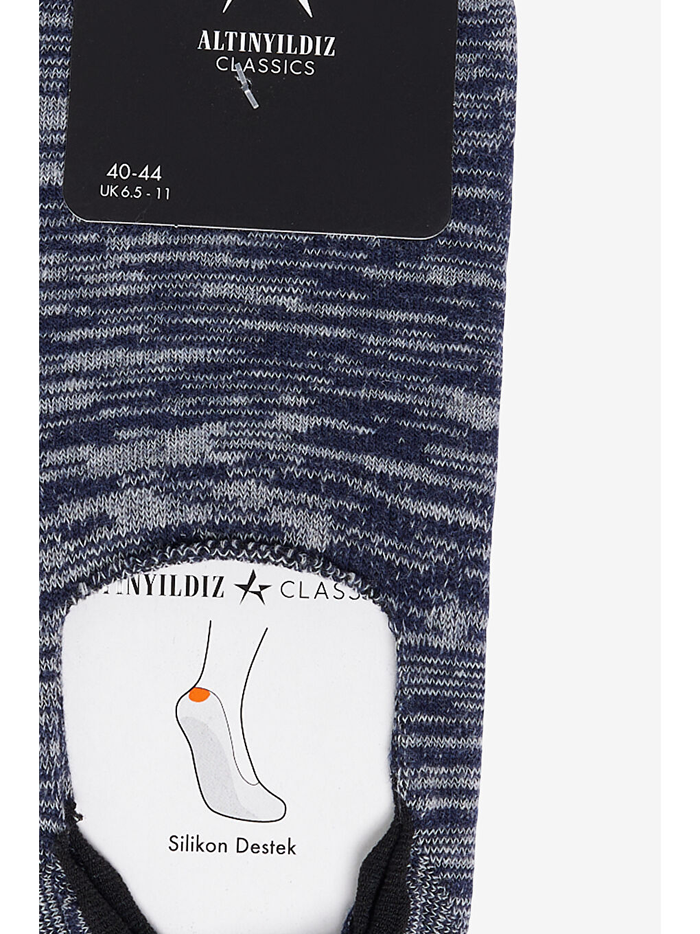 Erkek Gri-Lacivert Desenli Tekli Babet Çorap-1