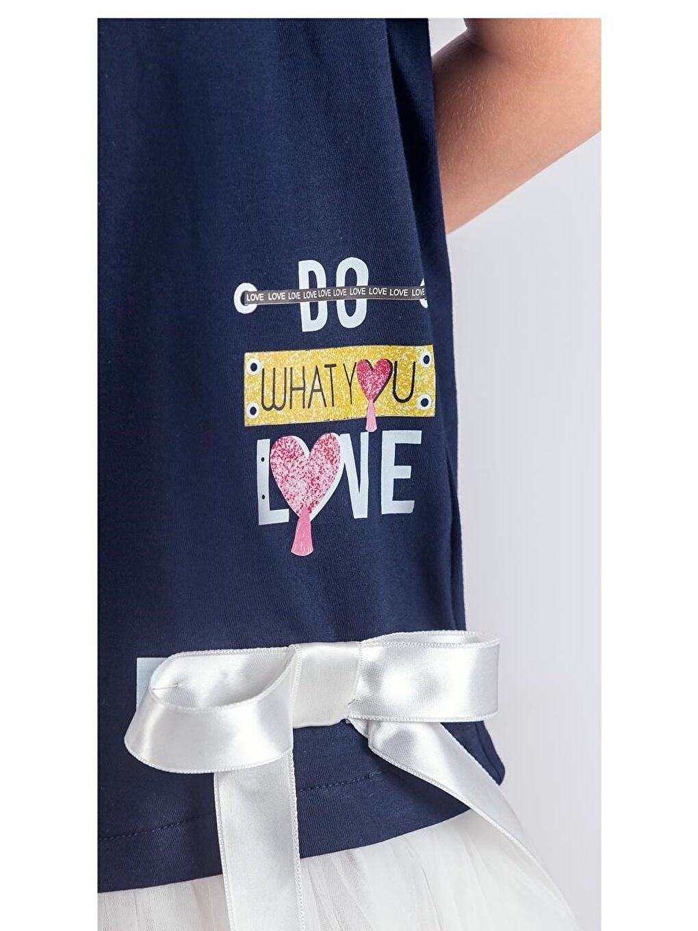 Lacivert Tütü Etekli Yazlık Penye Kız Çocuk Spor Elbise M00703-3