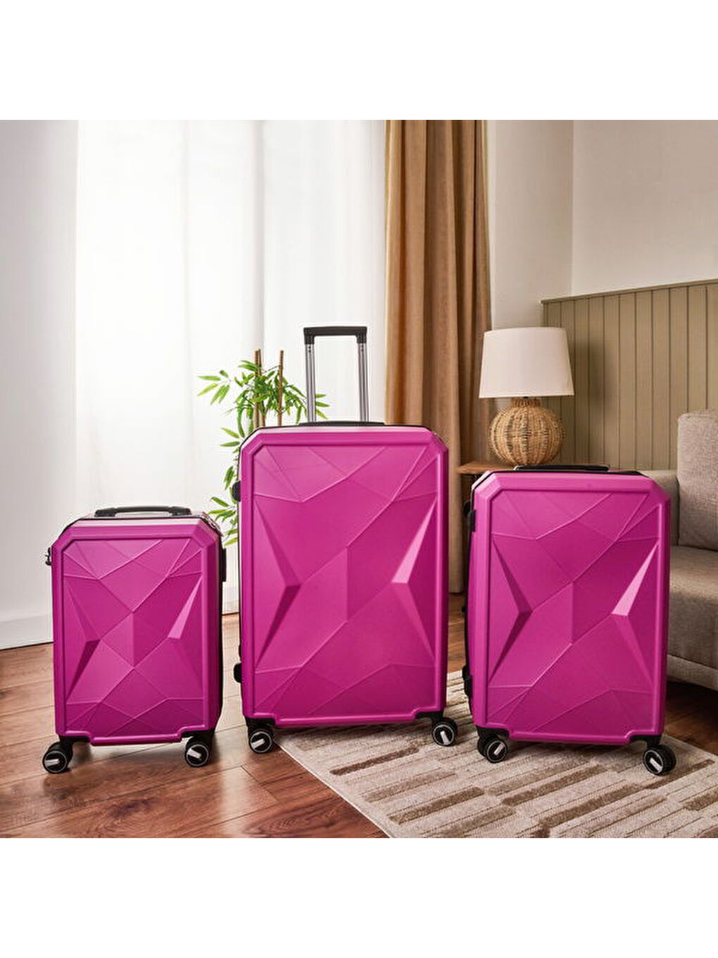 Travel Star Büyük Boy ABS Valiz - Pembe - 76x52x30 cm-1