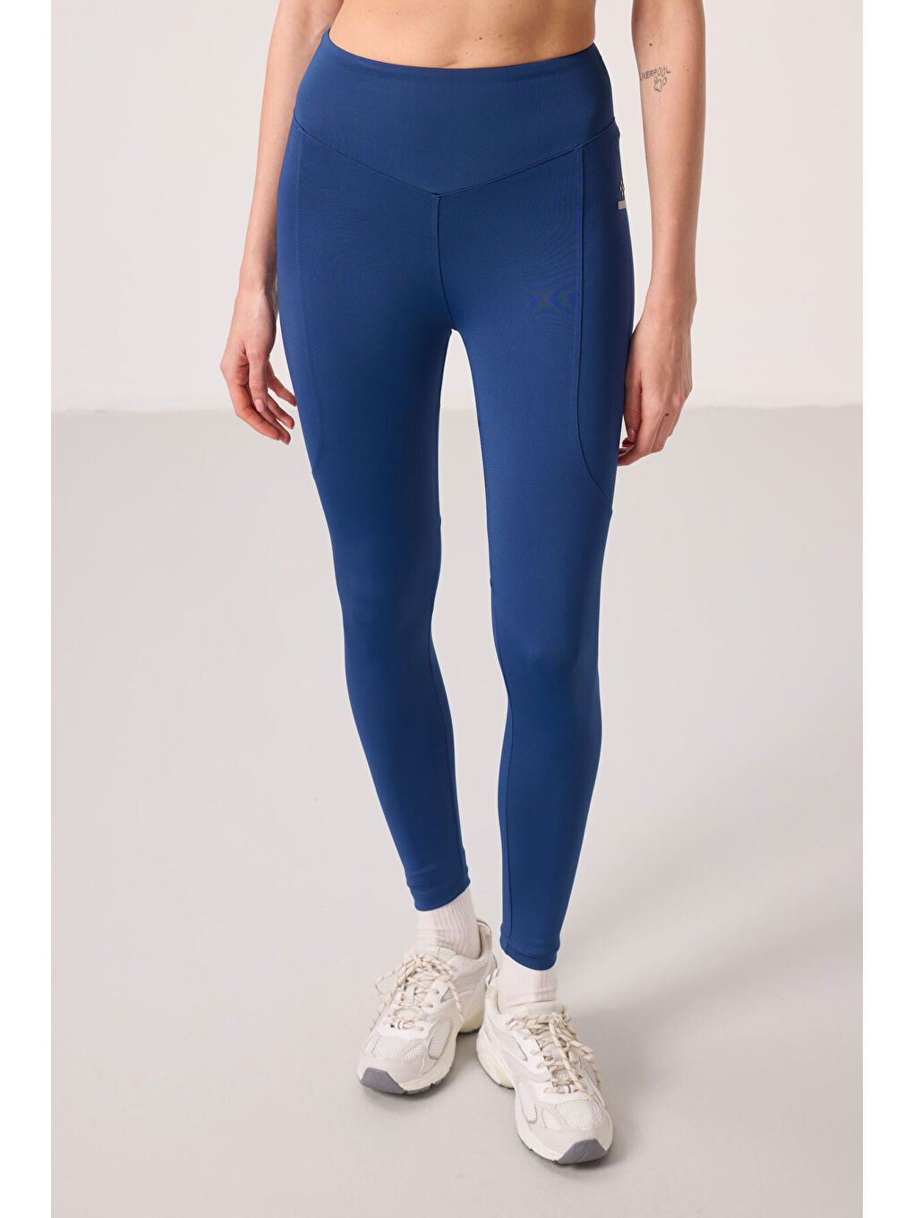 Lacivert Parlament Polyester Standart Fit Esnek Performans Kadın Tayt - 94666-3