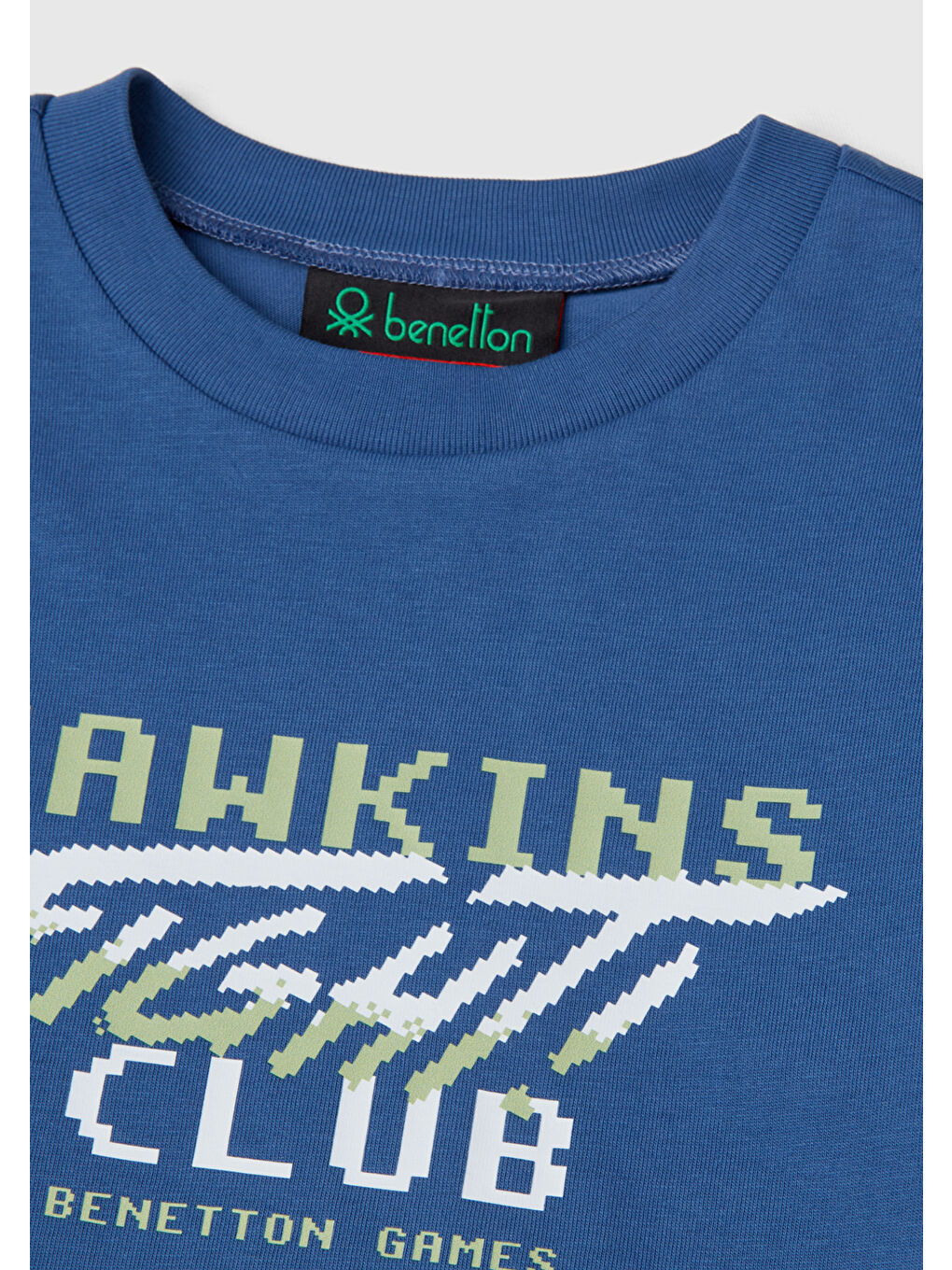 Erkek Çocuk Mavi %100 Pamuk Stranger Things Çift Kollu Baskılı Uzun Kollu T-Shirt-2