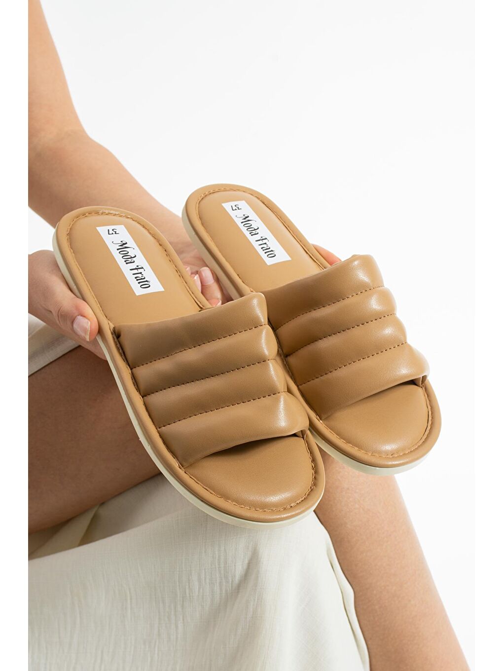 Kahverengi PAMELA Kadın Terlik Dış Mekan Havuz Deniz Plaj Terliği Ev Terliği-2