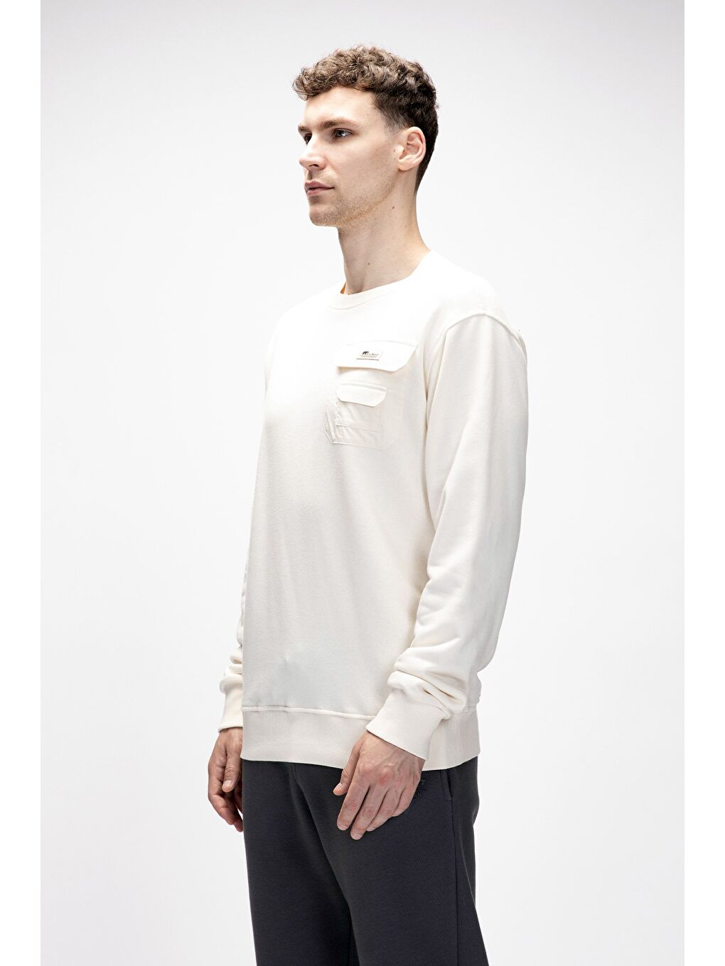 Beyaz Rise Marshmallow Crewneck Erkek Sweatshirt-1