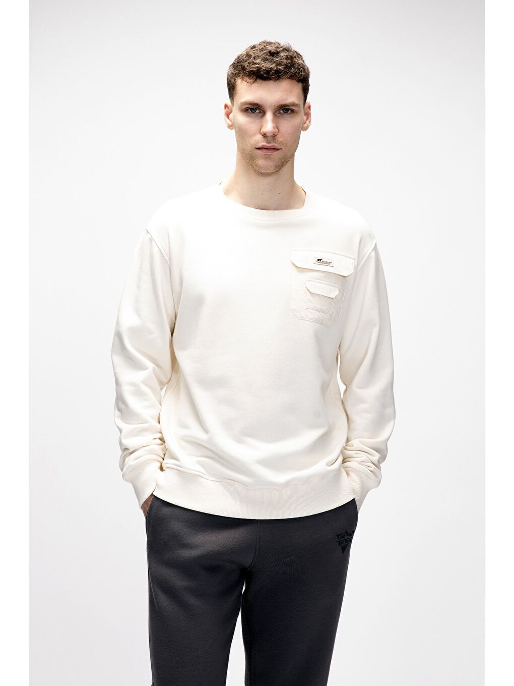 Beyaz Rise Marshmallow Crewneck Erkek Sweatshirt-3