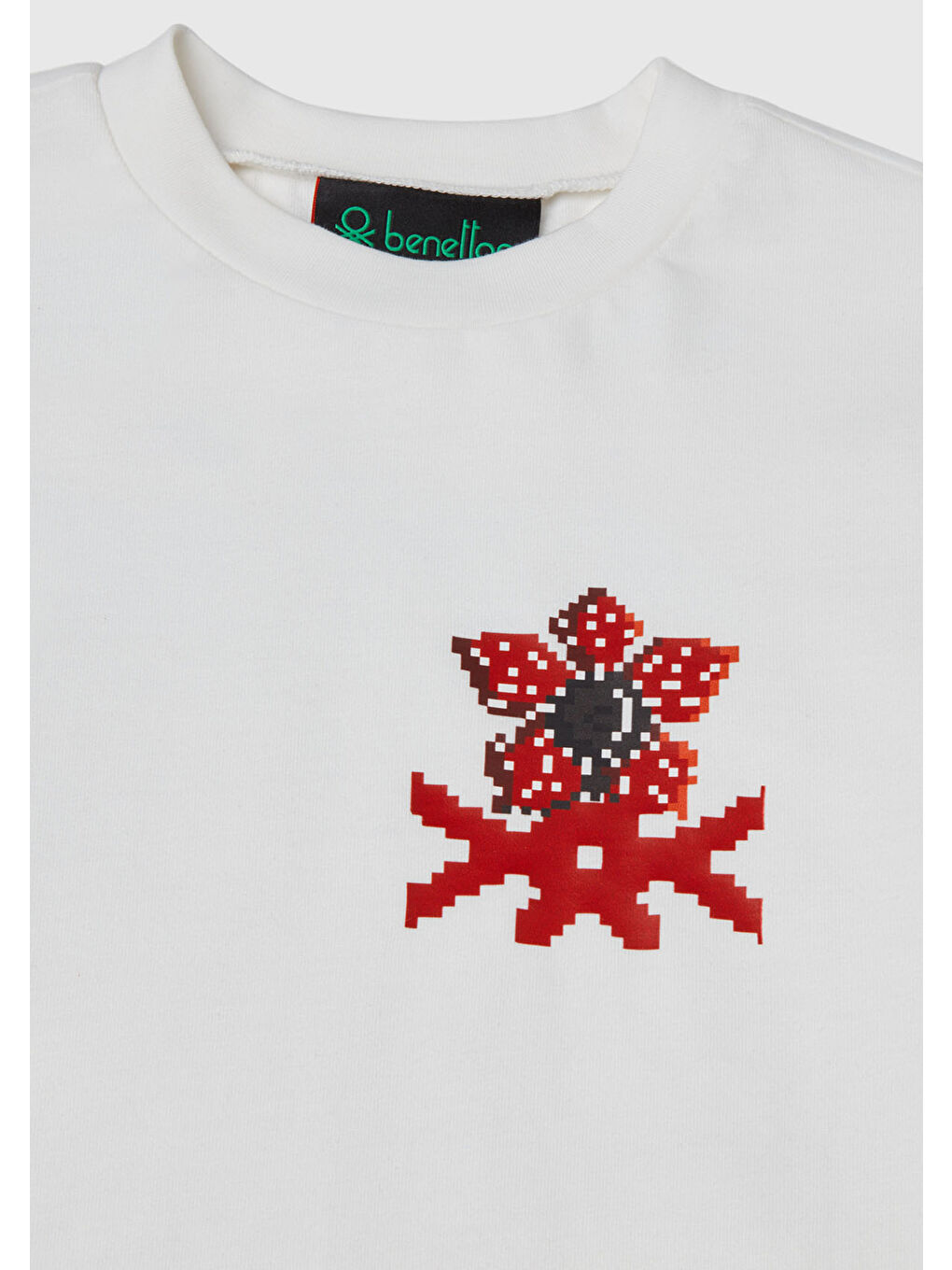 Ekru Erkek Çocuk Krem %100 Pamuk Stranger Things Çift Kollu Baskılı Uzun Kollu T-Shirt-2