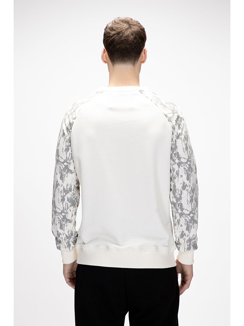 Beyaz Deep Marshmallow Crewneck Erkek Baskılı Sweatshirt-2