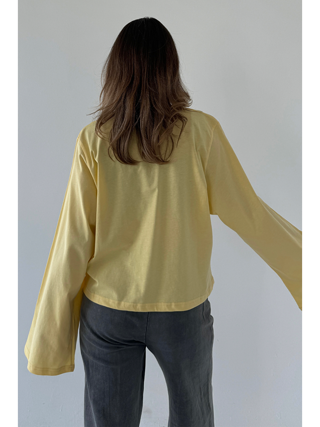 Geniş Kol Oversize 2'Li Paket T-Shirt 965 Lila/Sarı-11