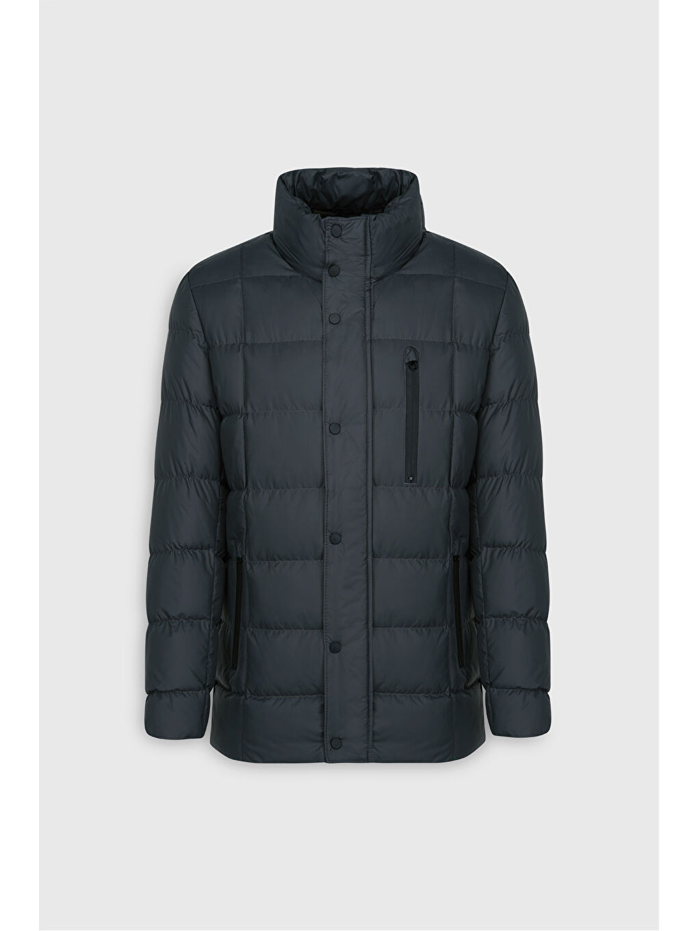 Erkek Haki Standart Fit Normal Kesim Dik Yaka Yan Cepli Mont-7