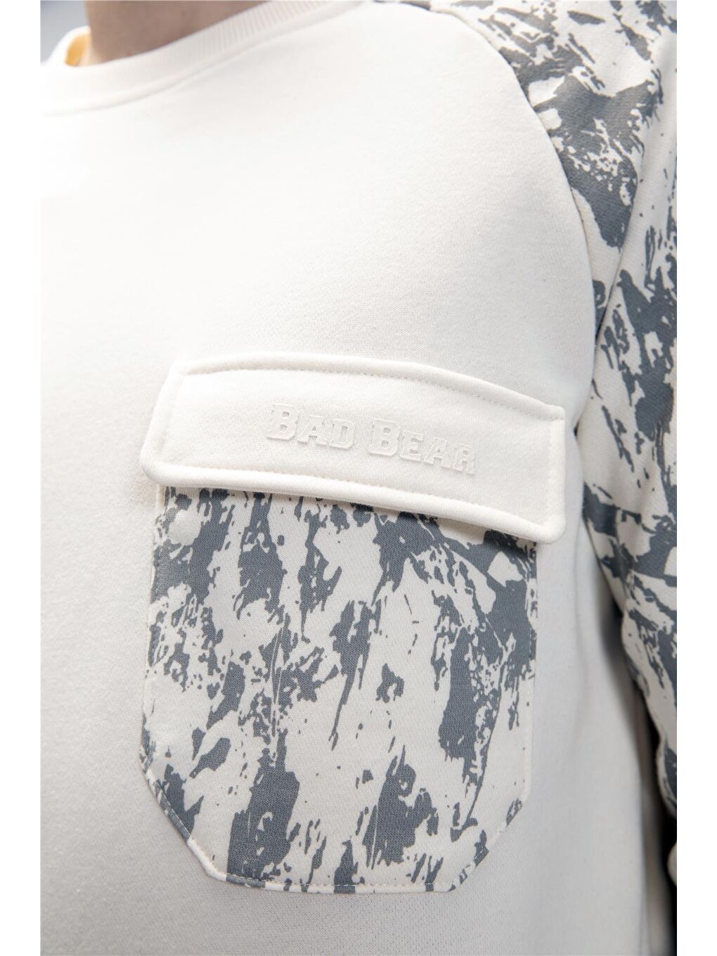 Beyaz Deep Marshmallow Crewneck Erkek Baskılı Sweatshirt-4