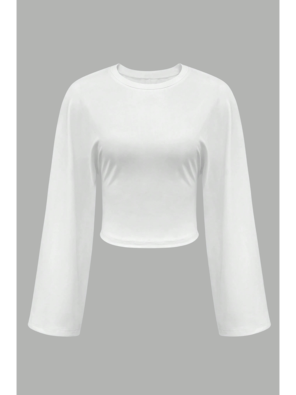 Beyaz Kadın Uzun Kollu Belden Oturtmalı Bluz-4