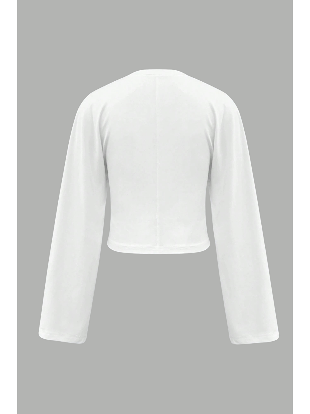 Beyaz Kadın Uzun Kollu Belden Oturtmalı Bluz-5