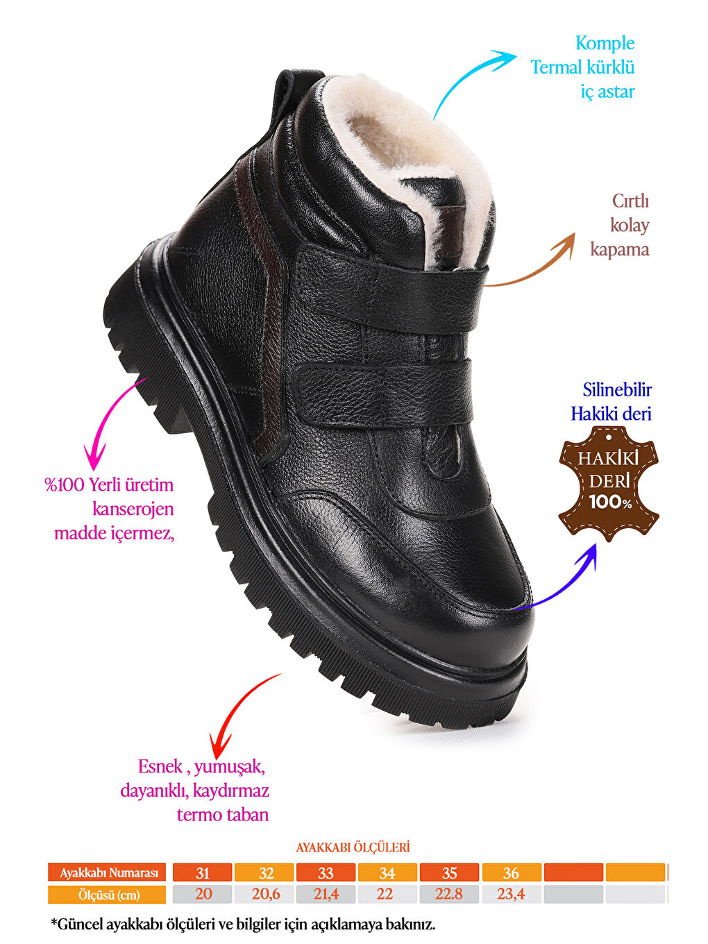 Siyah Leta %100 Deri Cırtlı Erkek Çocuk Bot Ayakkabı-1