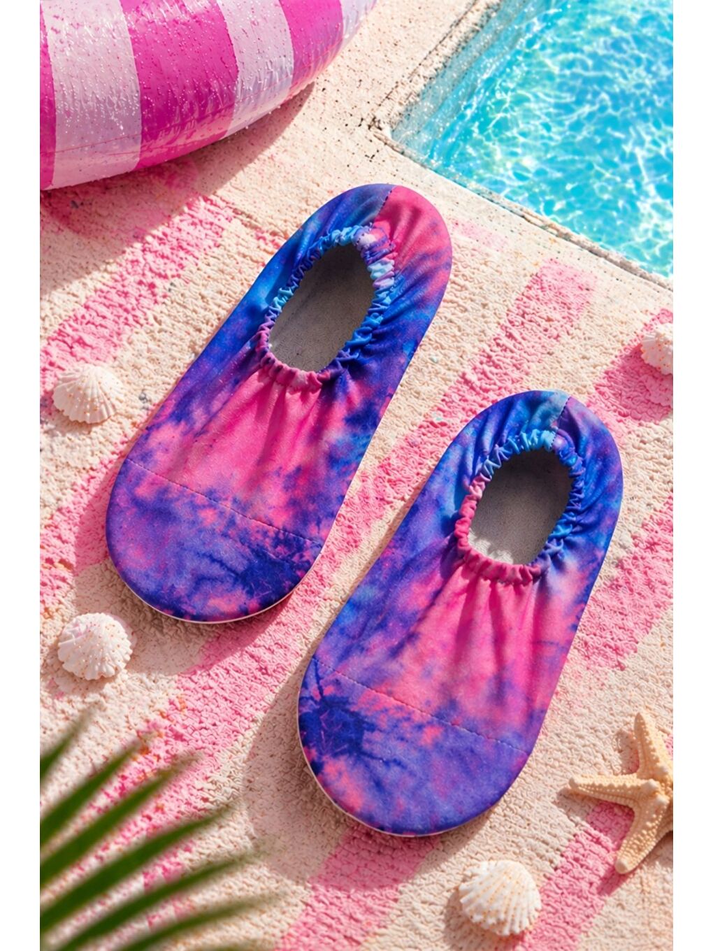 Lacivert Bulut Efektli Renkli Kaymaz Taban Bebek - Çocuk Deniz Ayakkabısı-2