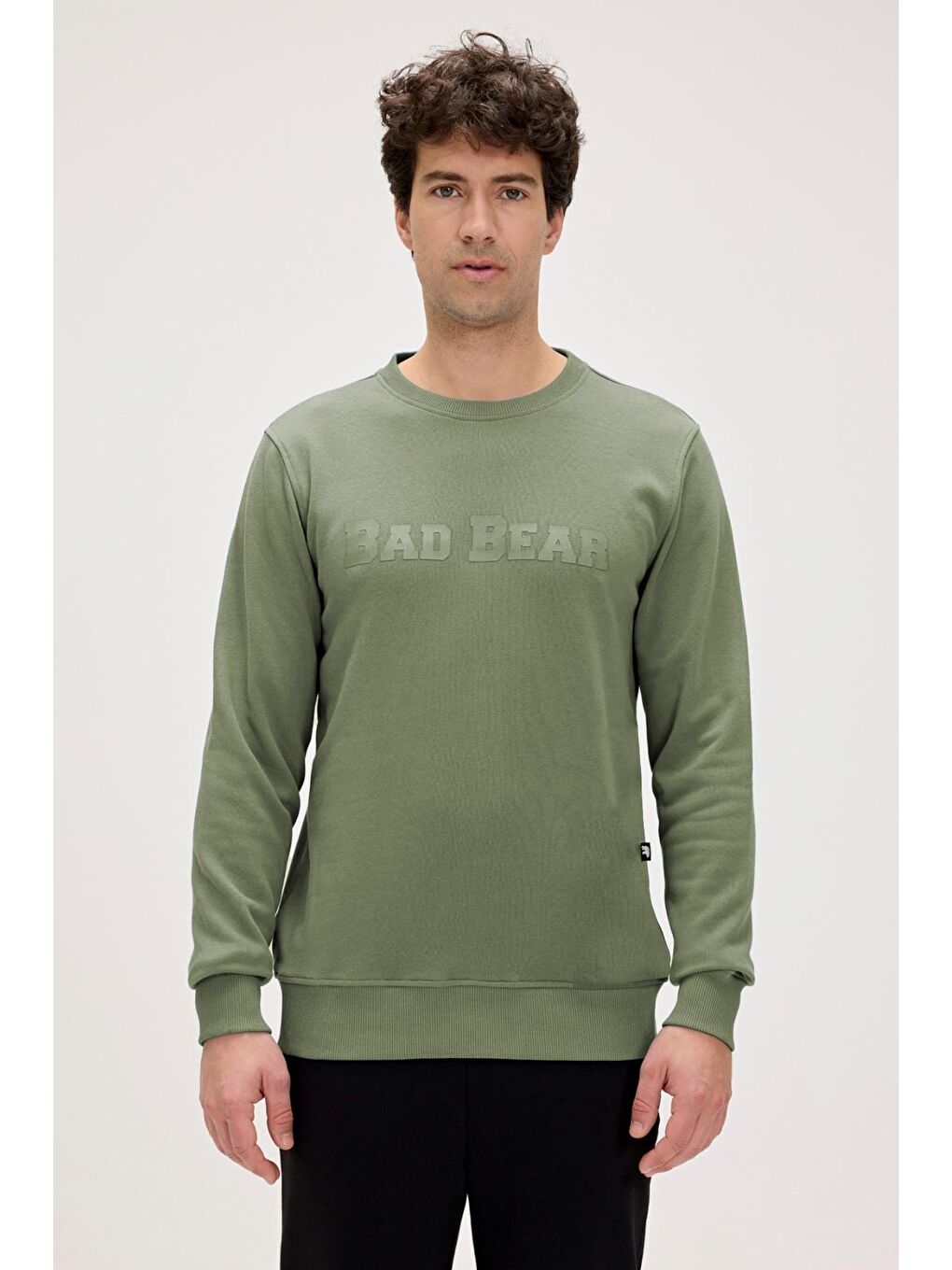 Yeşil Snow Soluk Yeşi̇l Crewneck Erkek Baskılı Sweatshirt